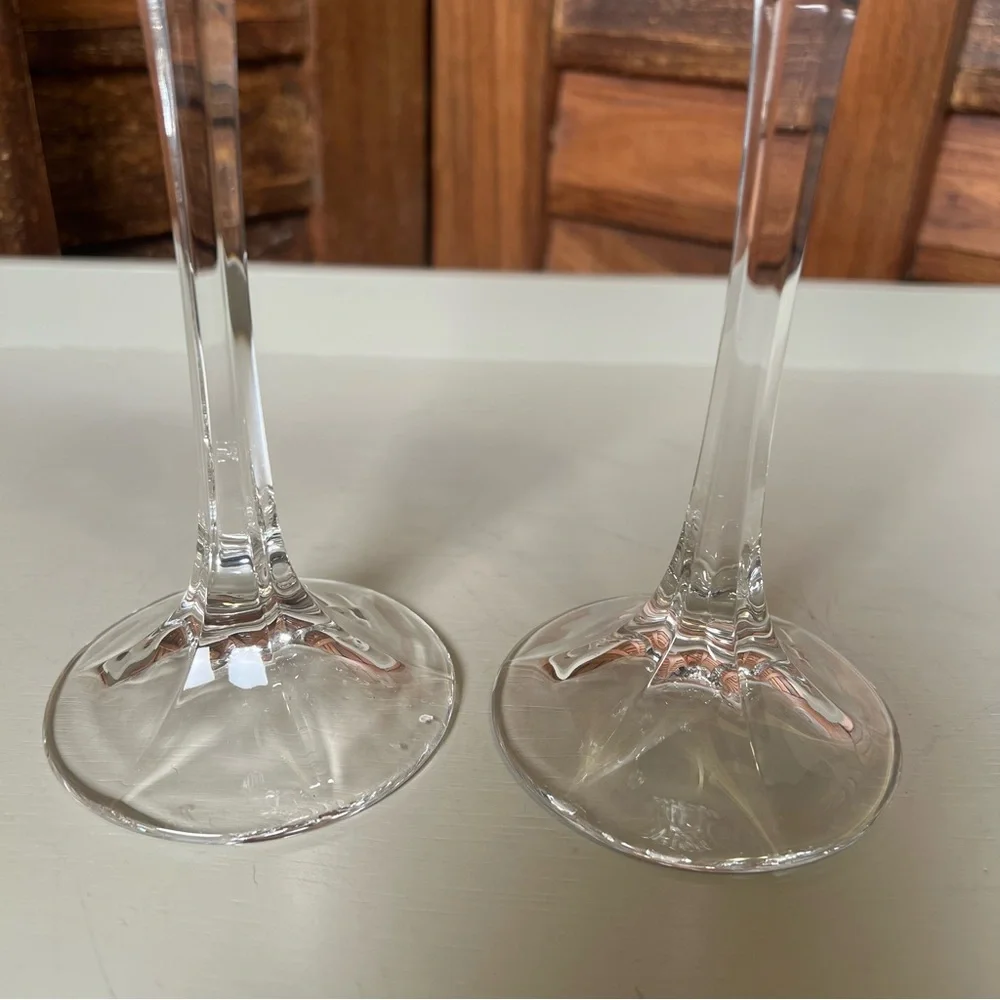 Clear Crystal Candlestick Holders - Pair